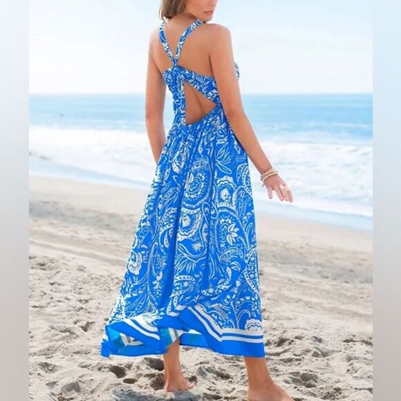 CUPSHE NWT Women's Sunny Daydream Paisley Maxi Beach Dress Size L - Picture 2 of 4